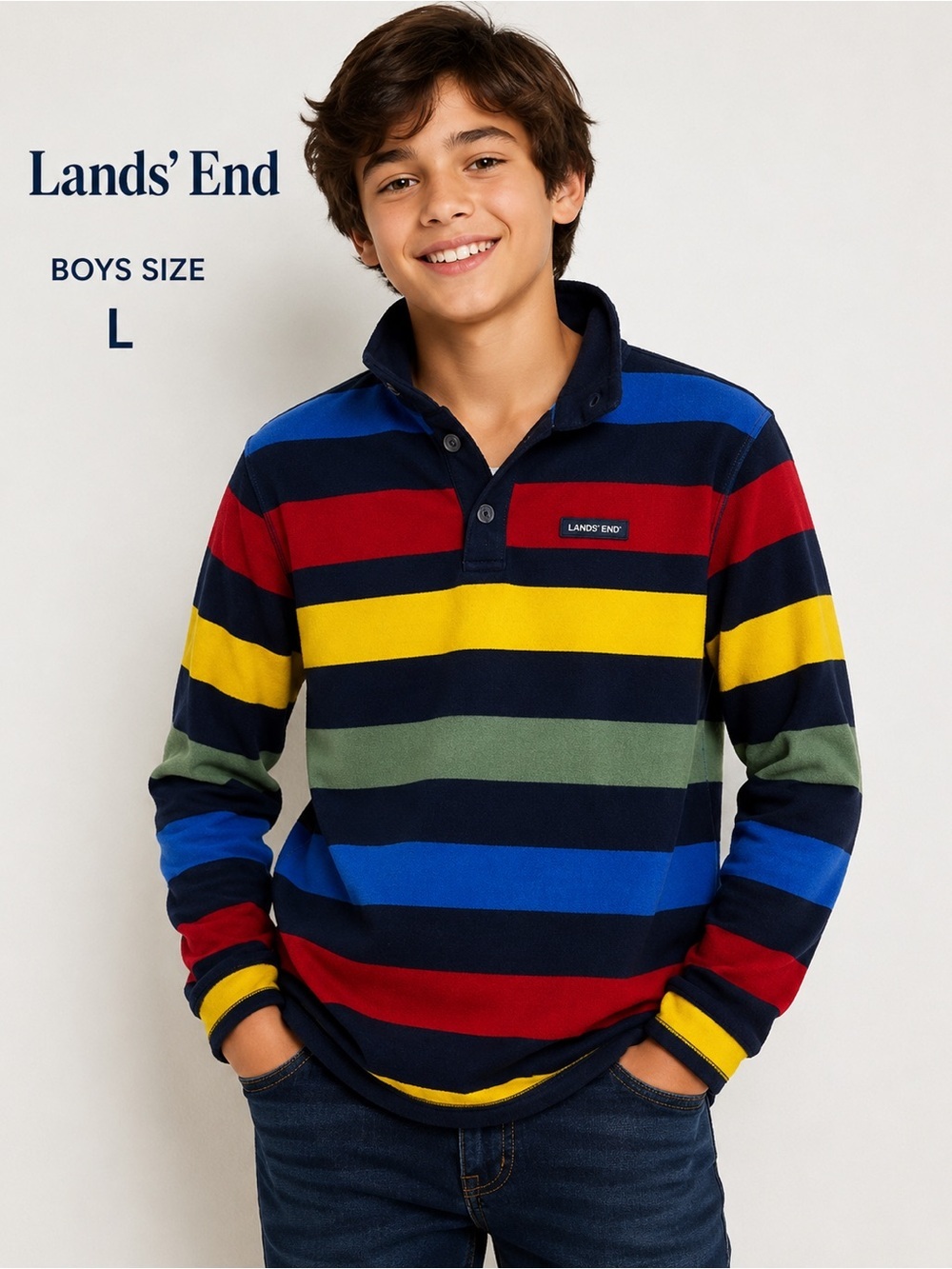 Lands' End Multicolor Striped Pullover/ Boys size L